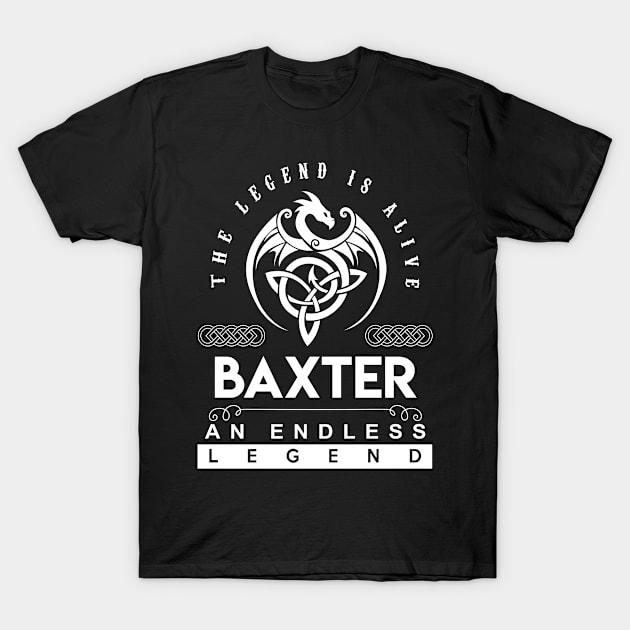 Baxter Name T Shirt - The Legend Is Alive - Baxter An Endless Legend Dragon Gift Item T-Shirt by riogarwinorganiza